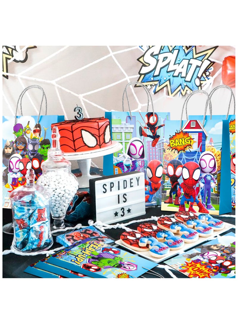 إيلوفهابرتي أكياس هدايا حفلات سبايدرمان وأصدقاؤه - 16 قطعة أكياس هدايا بطبعة سبايدرمان للأعياد والمناسبات، مثالية للأولاد والبنات، أكياس هدايا، مستلزمات تزيين الحفلات - Image 3