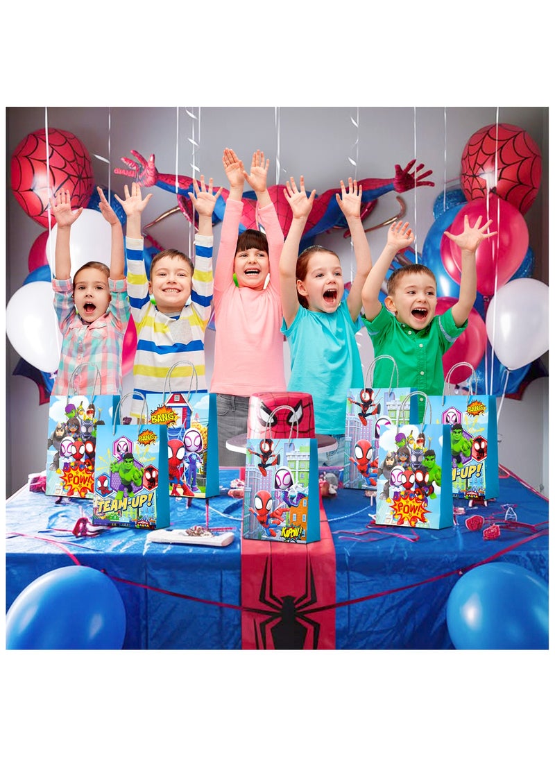 إيلوفهابرتي أكياس هدايا حفلات سبايدرمان وأصدقاؤه - 16 قطعة أكياس هدايا بطبعة سبايدرمان للأعياد والمناسبات، مثالية للأولاد والبنات، أكياس هدايا، مستلزمات تزيين الحفلات - Image 5