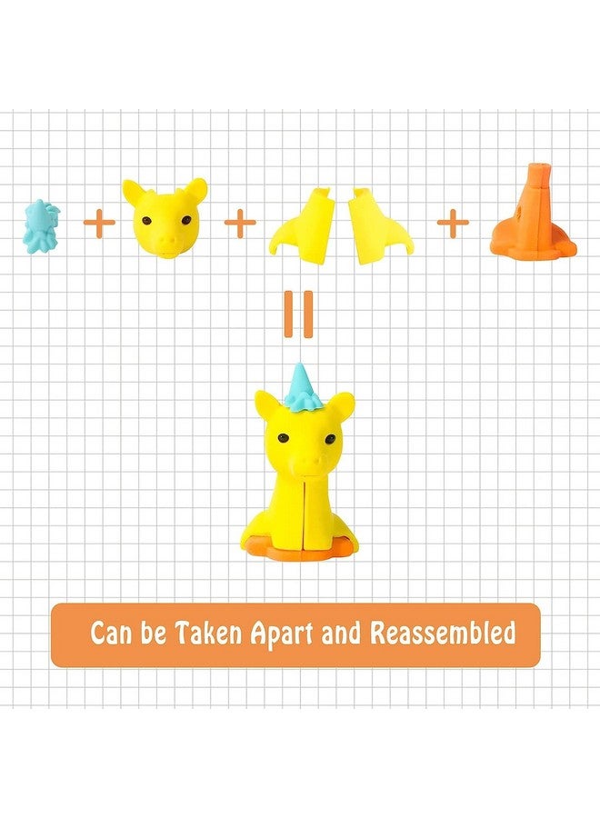 MAPLE Erasers for Kids | Animal erasers | Pencil Erasers | Kawaii Puzzle 3D Jungle Combo food Fancy Theme Cute Toy Fun Small Stylish Colourful Mini Cartoon Set for Return Gift for Kids Girls Boys (24) - Image 4