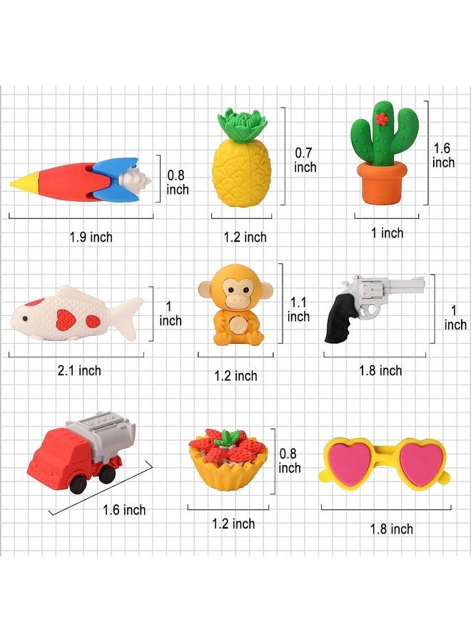 MAPLE Erasers for Kids | Animal erasers | Pencil Erasers | Kawaii Puzzle 3D Jungle Combo food Fancy Theme Cute Toy Fun Small Stylish Colourful Mini Cartoon Set for Return Gift for Kids Girls Boys (24) - Image 3