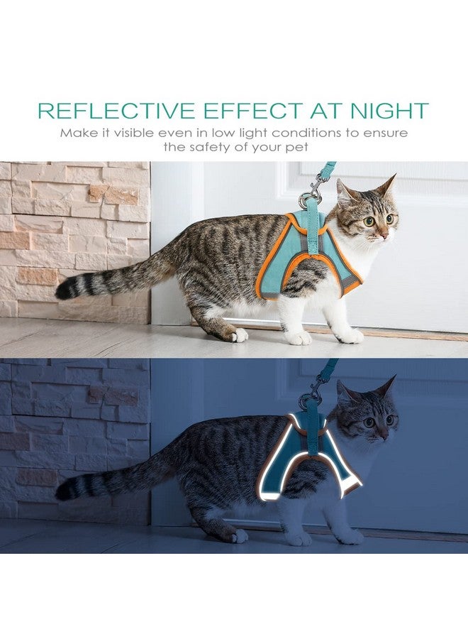 ORIA Pet Harness, Dog Harness, Cat Harness and Leash Set, Breathable Pet Vest, Reflective Strips Jacket for Small Kitten, Puppy, Rabbit, Orange and Blue, 6.6 to 11lb - Image 3