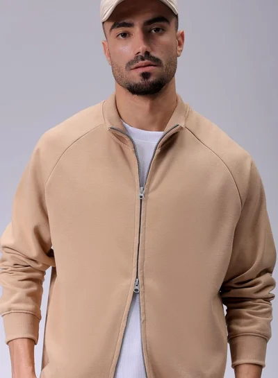 شركة المرآب الهندية Men Relaxed Fit Solid High neck Front Open High Neck Sweatshirt