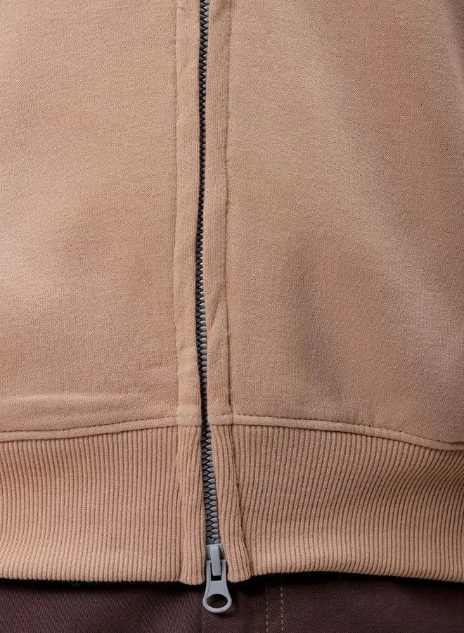 شركة المرآب الهندية Men Relaxed Fit Solid High neck Front Open High Neck Sweatshirt