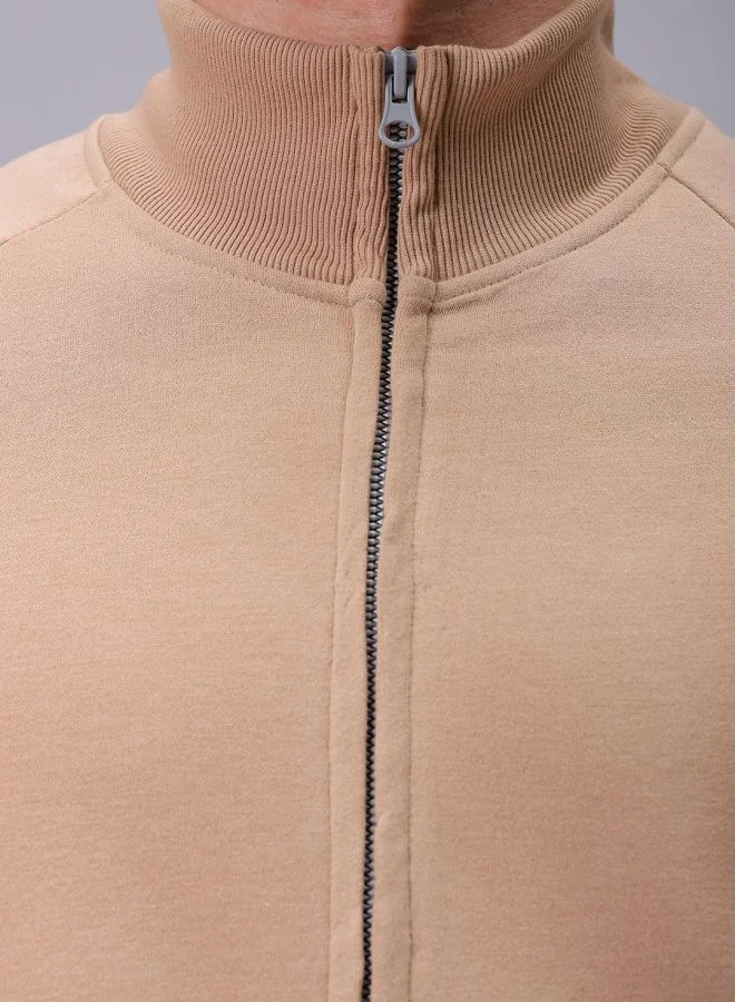 شركة المرآب الهندية Men Relaxed Fit Solid High neck Front Open High Neck Sweatshirt