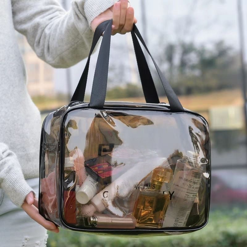 Transparent Cosmetic Bag Pvc Toiletry Bag Business Trip Cosmetics Bag Waterproof Large Capacity Satchel Cosmetic Bag Cosmetics Bag(Coffee Medium) - Image 2