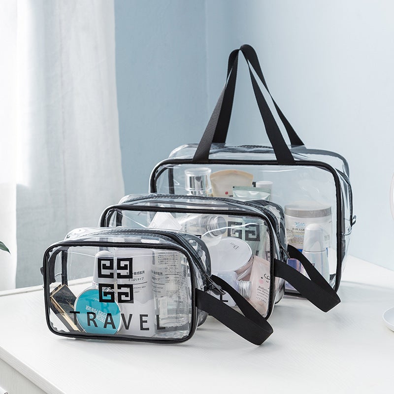 Transparent Cosmetic Bag Pvc Toiletry Bag Business Trip Cosmetics Bag Waterproof Large Capacity Satchel Cosmetic Bag Cosmetics Bag(Coffee Medium) - Image 4