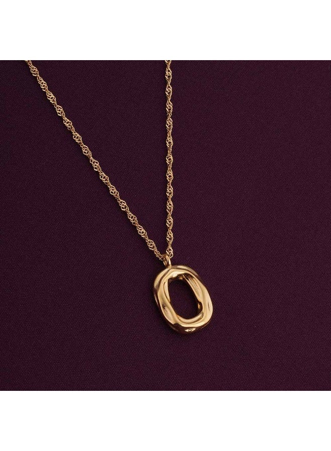 PALMONAS 18k Gold Tone Plated Wobbly Oval Necklace
 for Women - Image 3