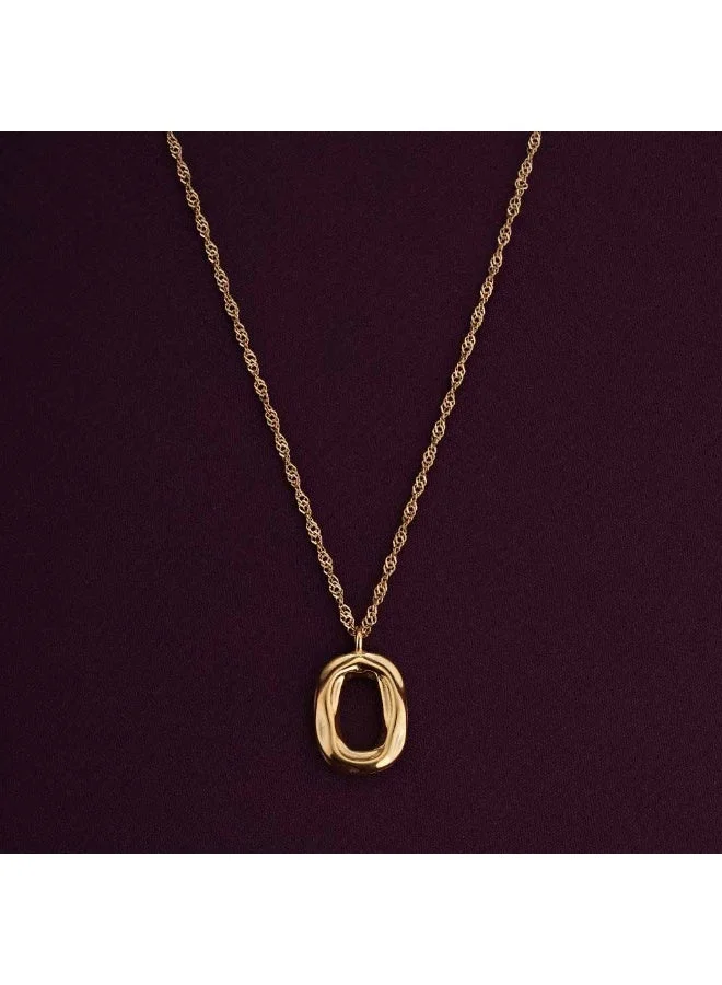 Palmonas PALMONAS 18k Gold Plated Wobbly Oval Necklace for Women