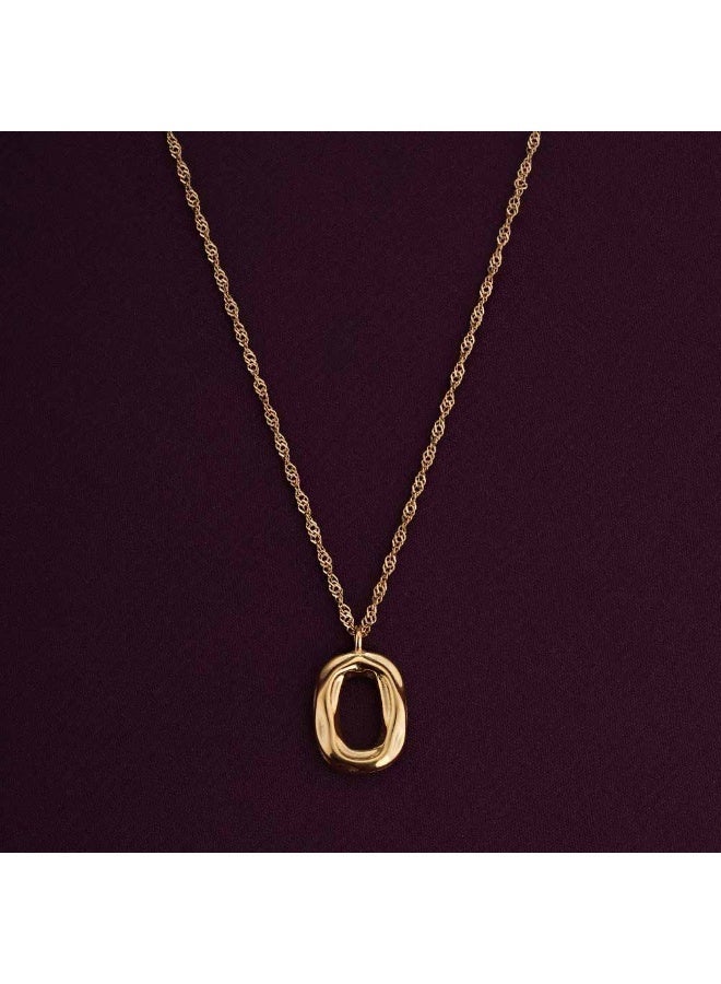 PALMONAS 18k Gold Tone Plated Wobbly Oval Necklace
 for Women - Image 2