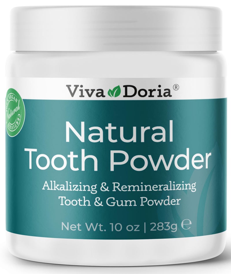 Viva Doria Natural Tooth Powder, Remineralizing, Natural Teeth Whitening, Breath Freshener | Refreshing Mint Flavor | 10 Oz - Image 1
