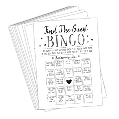 Your Main Event Prints لعبة بينغو للضيوف - مثالية لحفلات الزفاف، حفلات الأطفال، وحفلات العزوبية - تشمل 50 بطاقة لعبة - Image 1