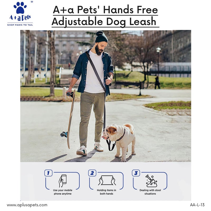 A+a Pets ’ Hands Free Adjustable Dog Leash | Waist Tie-up, Lightweight, Adjustable, Durable Nylon for Running, Hiking, Jogging & Walking (NBlue) - Image 5