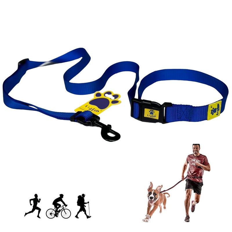 A+a Pets ’ Hands Free Adjustable Dog Leash | Waist Tie-up, Lightweight, Adjustable, Durable Nylon for Running, Hiking, Jogging & Walking (NBlue) - Image 1
