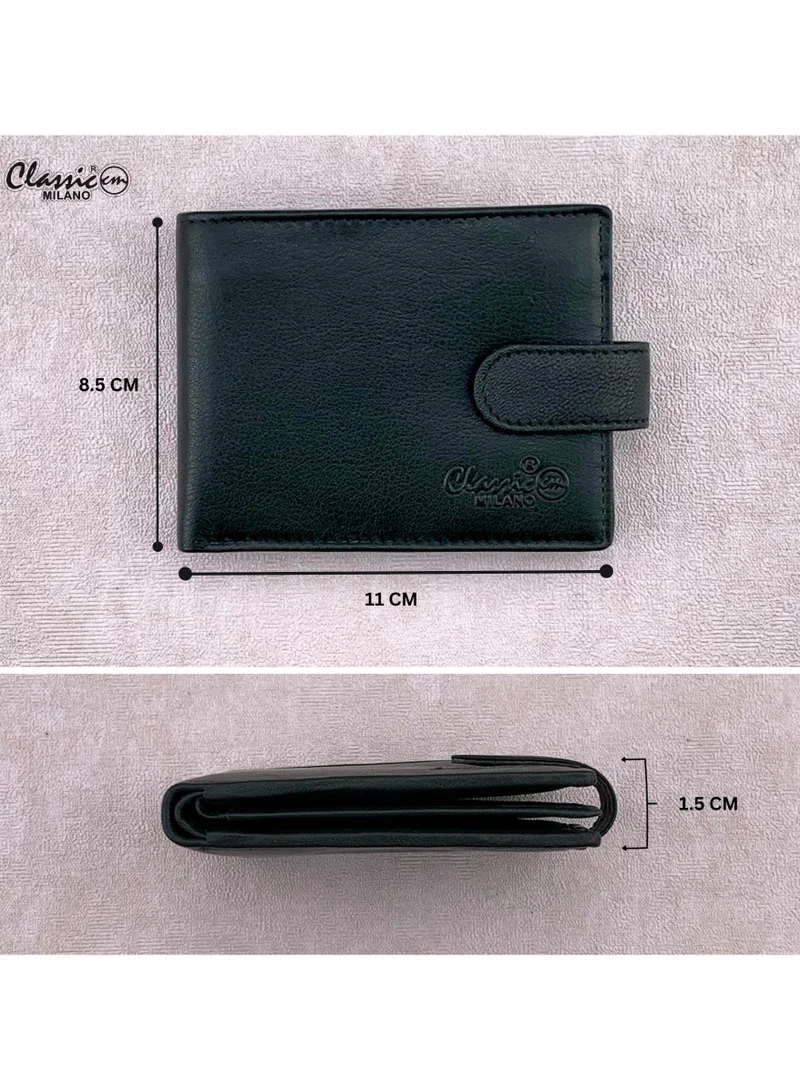 Classic Milano Green (GTF-03-EM) Classic Milano Men’s Wallet – Slim Bifold Leather Wallet for Men with RFID Blocking, Multiple Card Slots & Middle Zip – Stylish Mens Purse Wallets Gift for Husband, Father for Men | Best Price UAE