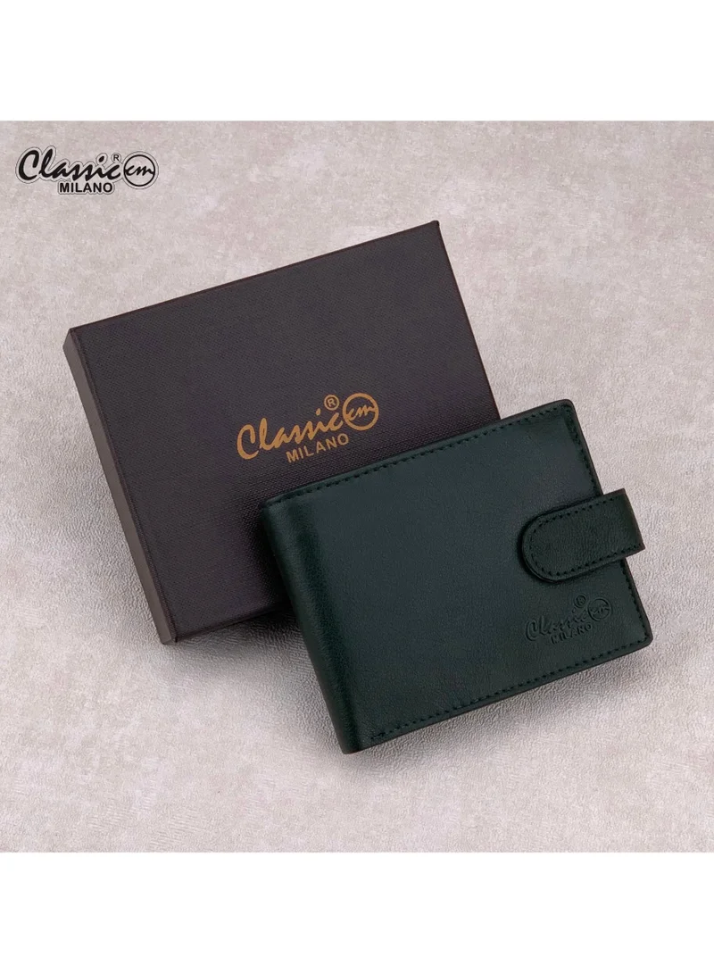 Classic Milano Green (GTF-03-EM) Classic Milano Men’s Wallet – Slim Bifold Leather Wallet for Men with RFID Blocking, Multiple Card Slots & Middle Zip – Stylish Mens Purse Wallets Gift for Husband, Father for Men | Best Price UAE