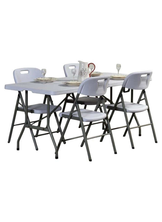 صن بوت كوميرس مجموعة قابلة للطي تشمل طاولة محمولة بمقاس ١٨٣ سم مع أربعة كراسي - Image 1