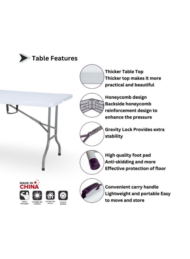 صن بوت كوميرس مجموعة قابلة للطي تشمل طاولة محمولة بمقاس ١٨٣ سم مع أربعة كراسي - Image 4