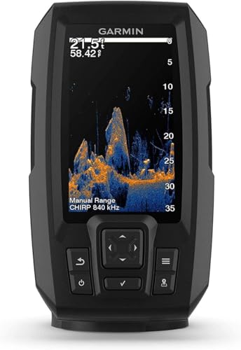 Garmin Striker Vivid 4cv، جهاز كشف الأسماك الملون سهل الاستخدام بحجم 4 بوصات ومستشعر سونار، لوحات ألوان مسح حيوية - 010-02550-00 - Image 2