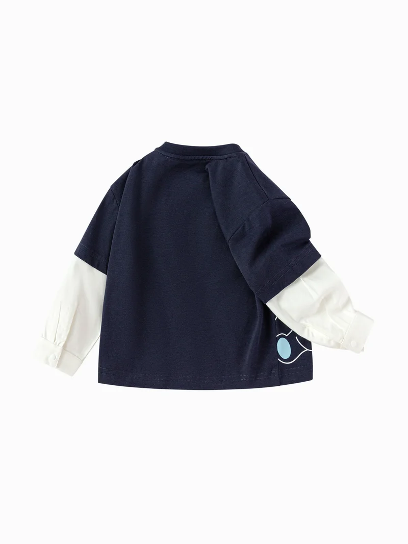 Balabala Toddler Boy Round v-neck long-sleeved T-shirt