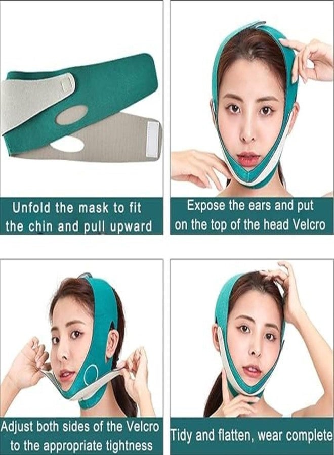 VENEXA Face Slimming Belt - V-Shape Face Masks For Double Chin Shaper For Men&Women,Facial Lift Slim Cheeks Lifting Reusable Belt Facial Anti Wrinkle Chin Strap Elastic Face Slimming Bandage (GREEN) - Image 3