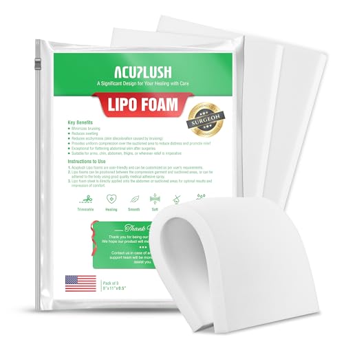 ACUPLUSH 3 Pack Lipo Foam Pads Post Surgery Ab Board for Liposuction Recovery Flattening Abdominal Compression Garments for Tummy Tuck Surgery 8 x 11 x 05