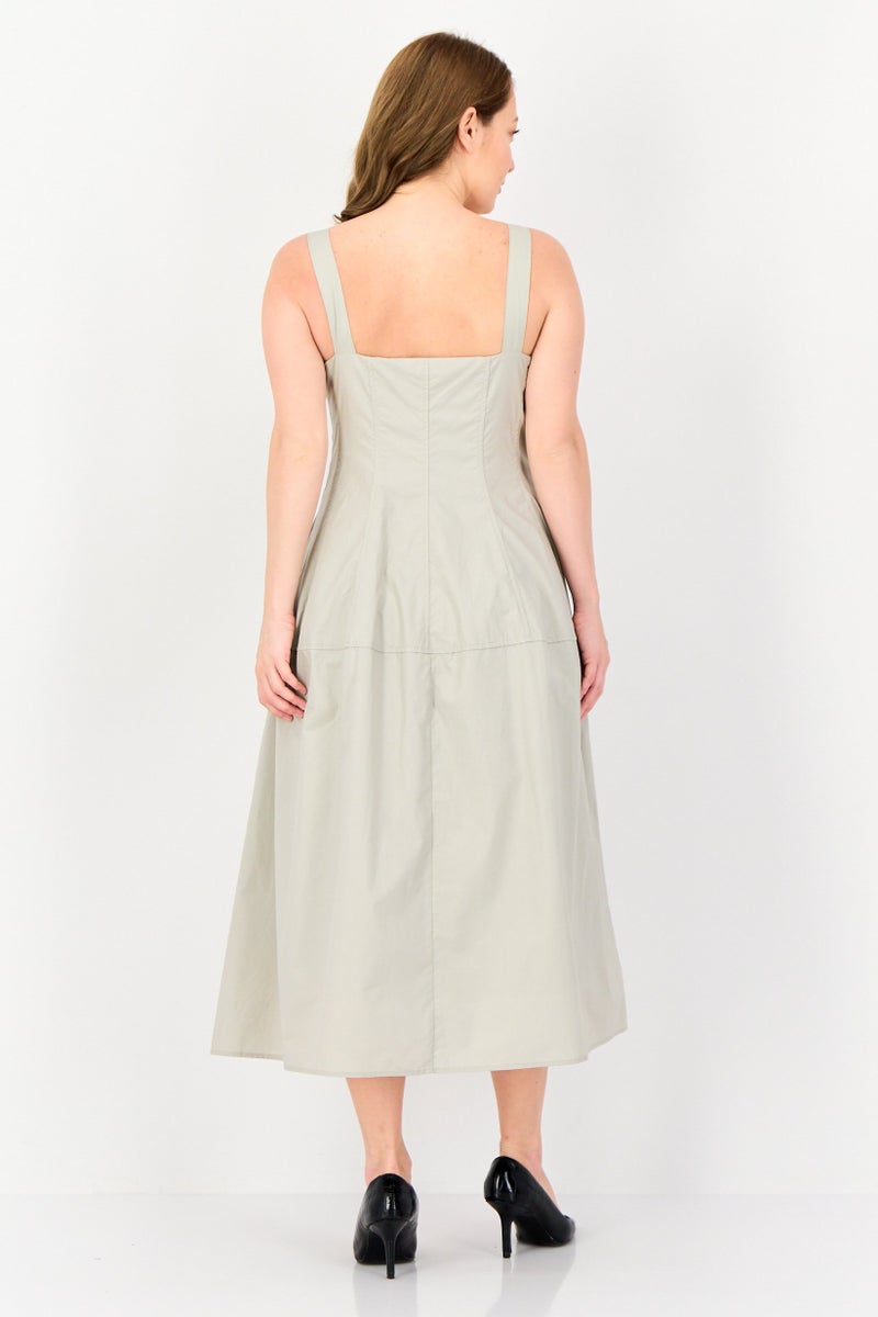 Kathy Ireland Women Solid Midi Dress, Light Grey  - Image 3