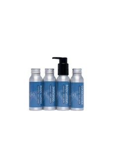 Travel Size Shampoo, Conditioner, Body Wash and Body Lotion - Rosemary, Mint, Vanilla - Sulfate Free, Refillable Bottle, 2.5 oz