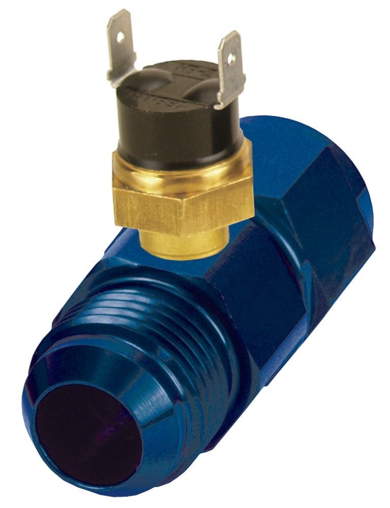 Derale 35022 10AN x 10AN Premium 180 Degree InLine Fluid Thermostat Blue