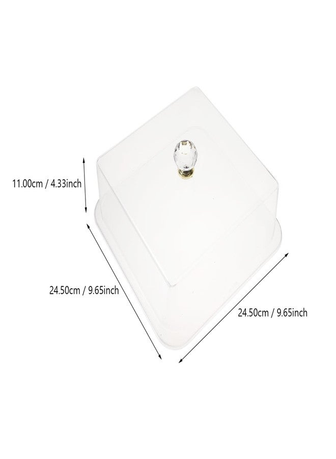 غطاء كيك شفاف من HOLIDYOYO، مقاس 9.64 × 9.64 × 4.33 بوصة، غطاء واقٍ للطعام بمقبض دائري للاستخدام على الطاولة، غطاء طعام أكريليك شفاف للكيك والحلويات - Image 2