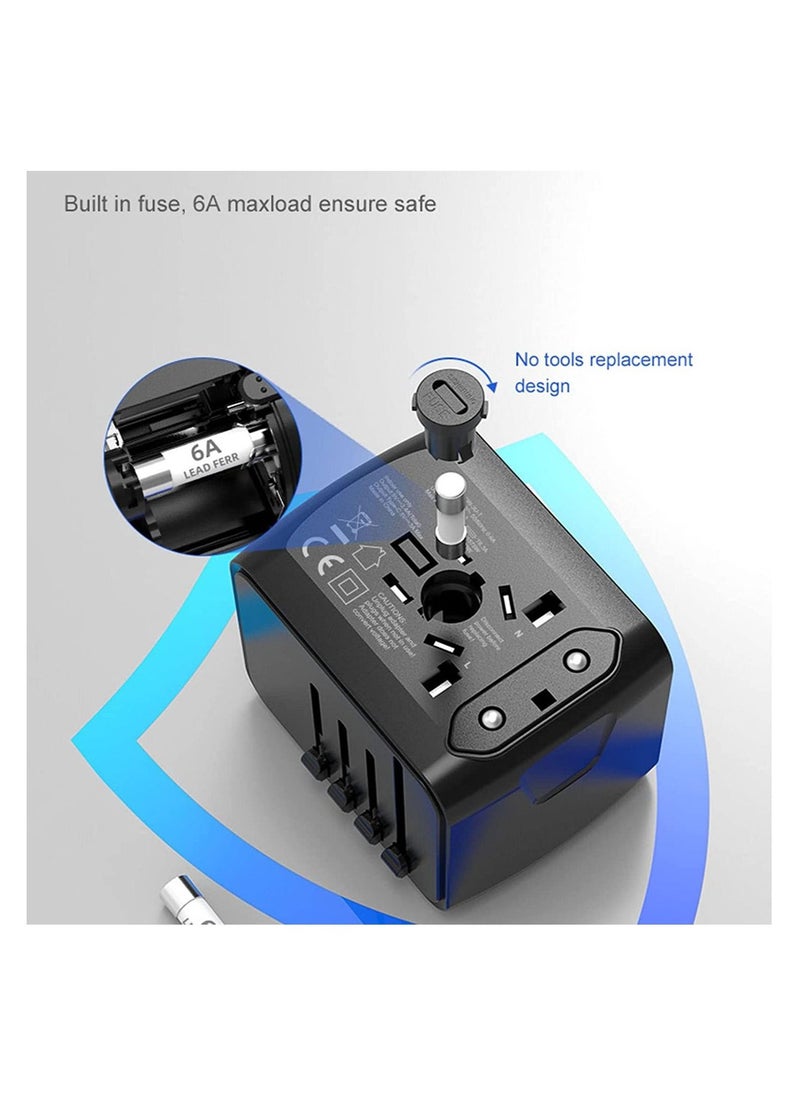 Universal Travel Adapter, All-in-one Travel Wall Charger Converter, International Power Adapter with Smart High Speed 2.4A 4 USB Ports - Image 2