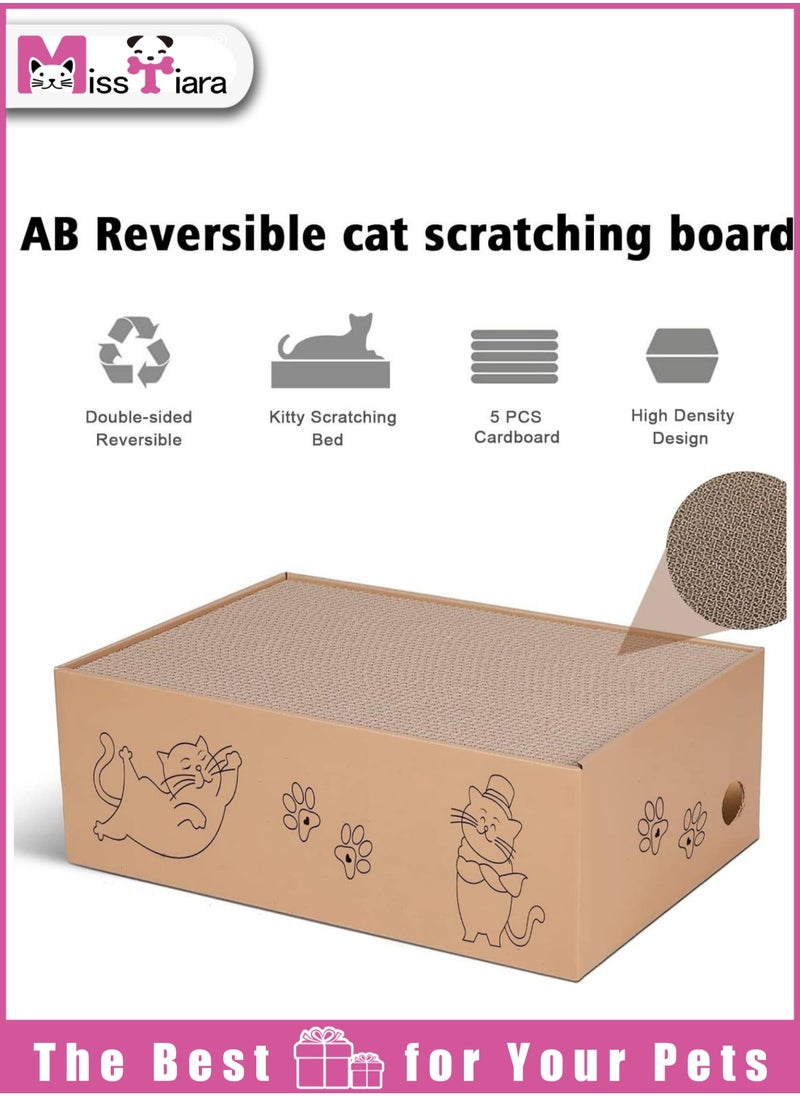MissTiara Cardboard Cat Scratcher with Box, 5 PCS Reversible Cat Scratch Pad Replace for Cat Scratcher, Corrugated Scratching Lounge for Indoor Kitty to Rest Play Suitable for Up To 5kg (40*23*13 CM)  - Image 2