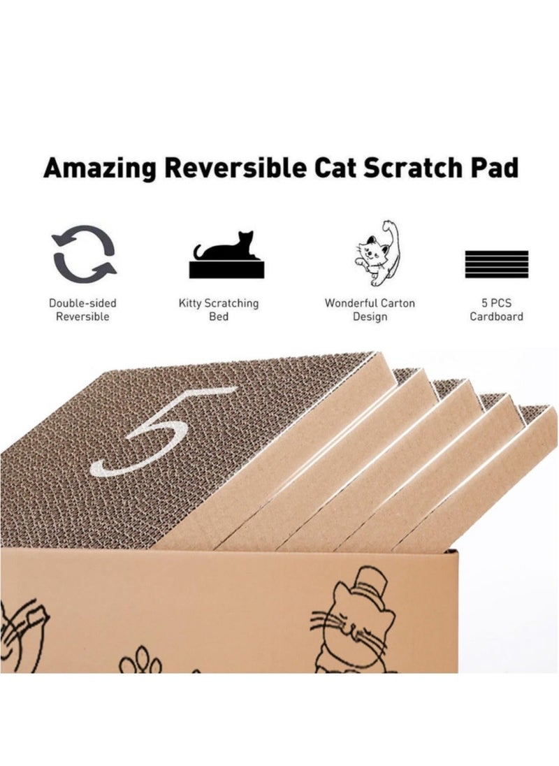 MissTiara - Cardboard Cat Scratcher with Box, 5 PCS Reversible Cat Scratch Pad Replace for Cat Scratcher, Corrugated Scratching Lounge for Indoor Kitty to Rest Play Suitable for Up To 5kg (40*23*13 CM) - Image 1