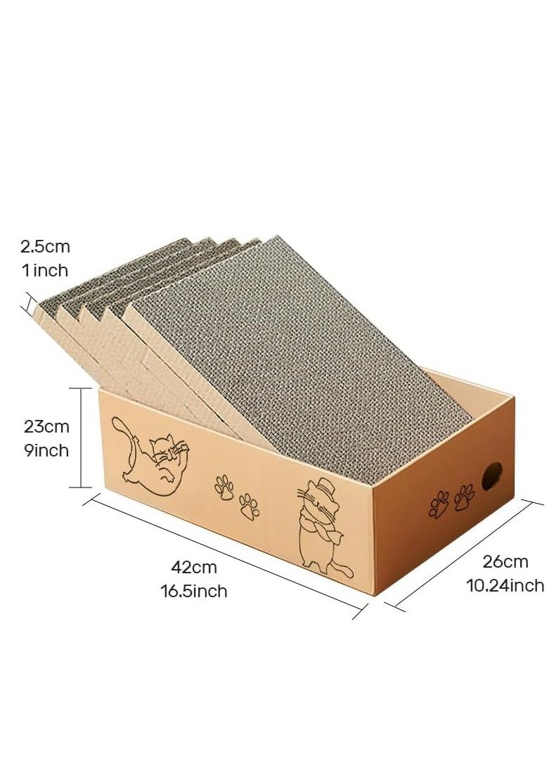 MissTiara - Cardboard Cat Scratcher with Box, 5 PCS Reversible Cat Scratch Pad Replace for Cat Scratcher, Corrugated Scratching Lounge for Indoor Kitty to Rest Play Suitable for Up To 5kg (40*23*13 CM) - Image 1