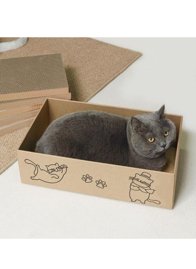 MissTiara - Cardboard Cat Scratcher with Box, 5 PCS Reversible Cat Scratch Pad Replace for Cat Scratcher, Corrugated Scratching Lounge for Indoor Kitty to Rest Play Suitable for Up To 5kg (40*23*13 CM) - Image 1