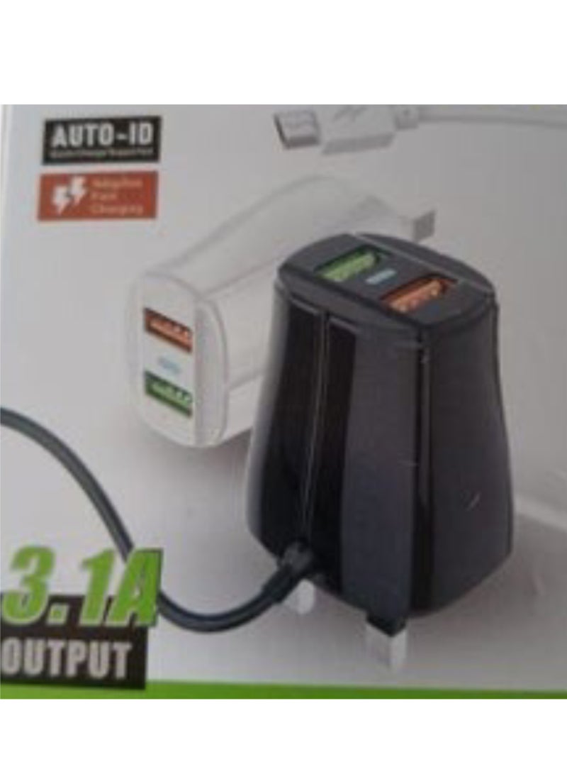 2-Port USB Wall Travel Charger Black - Image 1