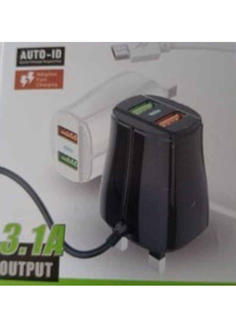 2-Port USB Wall Travel Charger Black - Image 2
