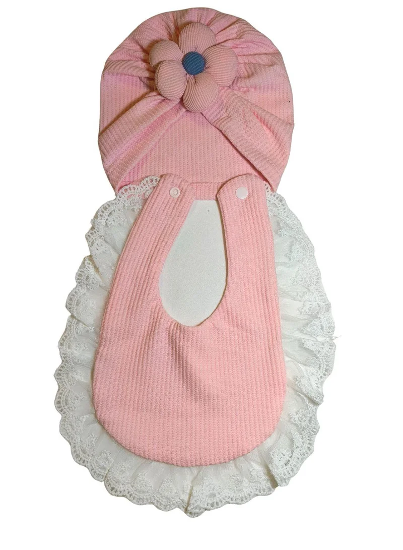 بيبي كلو Cute Pink Baby Bib with Cap Set