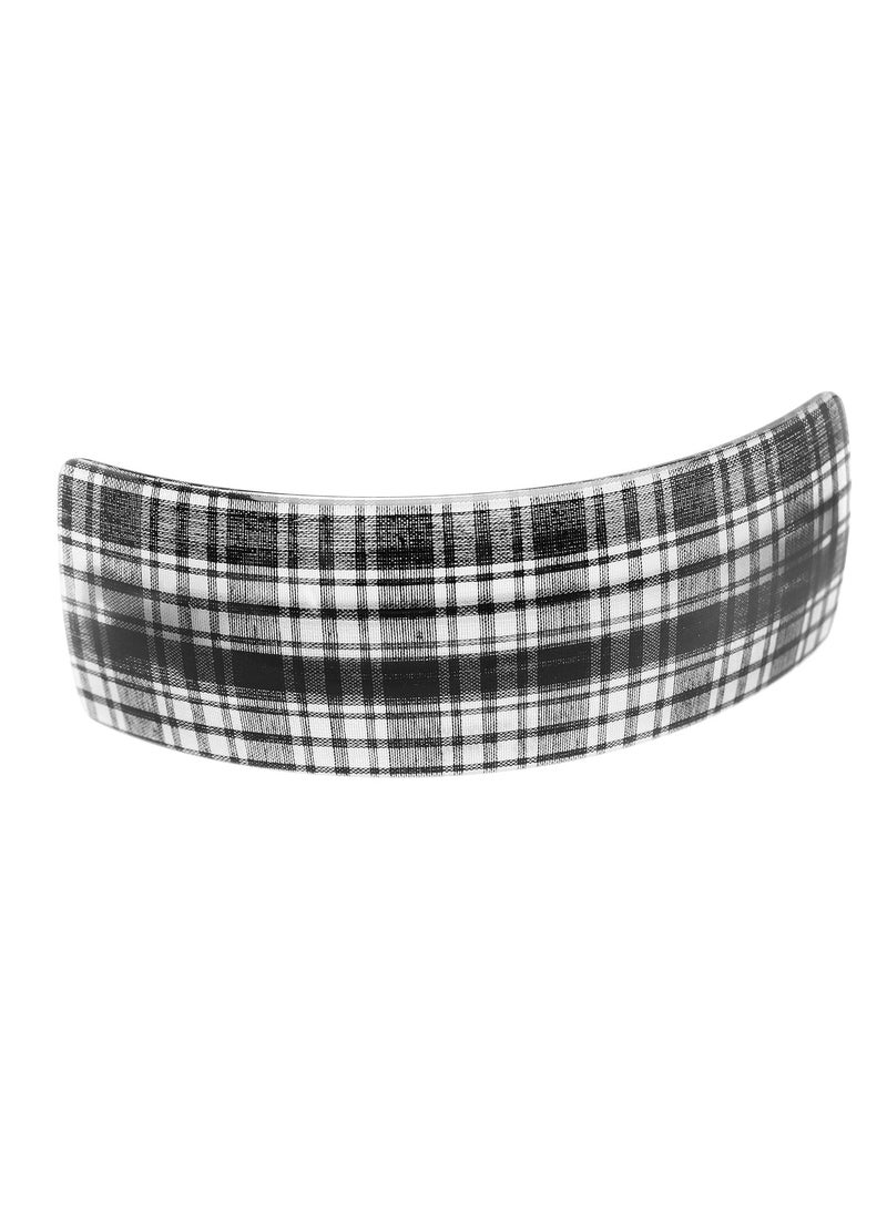France Luxe France Luxe Rectangle Volume Barrette - Tartan Plaid Black/White  - Image 1