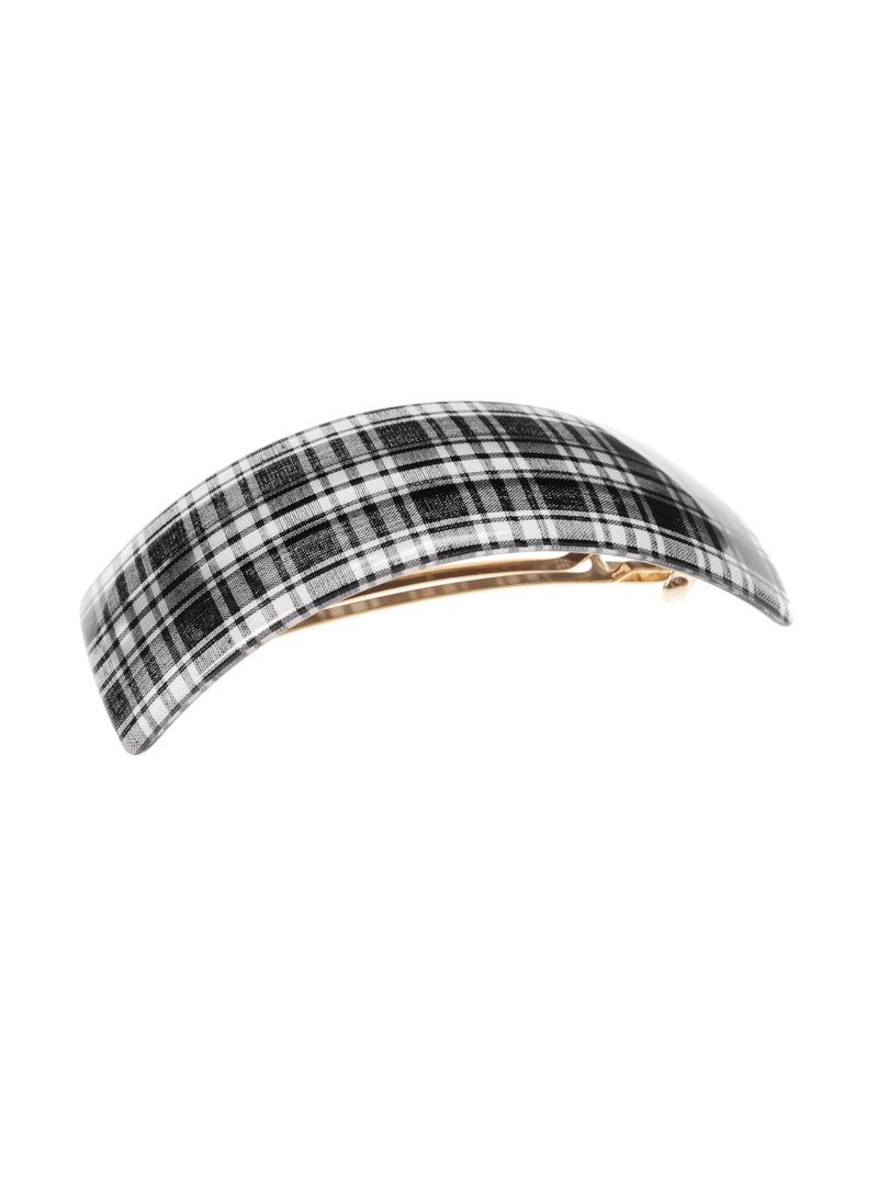 France Luxe France Luxe Rectangle Volume Barrette - Tartan Plaid Black/White  - Image 3