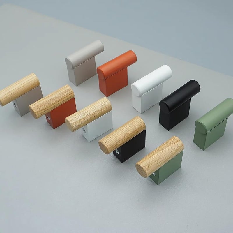 Wood Grey Wall Mounted Hooks for Hanging Clothes Bags Towels Hats Keys Rack - Image 1