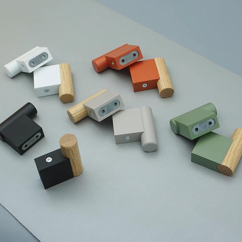 Wood Grey Wall Mounted Hooks for Hanging Clothes Bags Towels Hats Keys Rack - Image 4