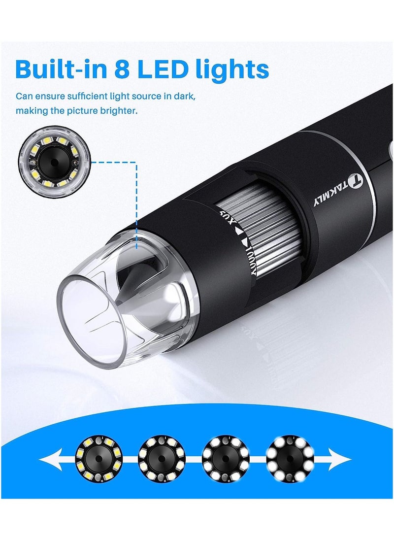 Meiyilan - USB Microscope, Digital Handheld 50X-1000X Magnification Endoscope Mini Video Camera with 8 Adjustable LED Lights, Compatible with Windows 7/8/10/11 Mac Linux Android (with OTG) - Image 1
