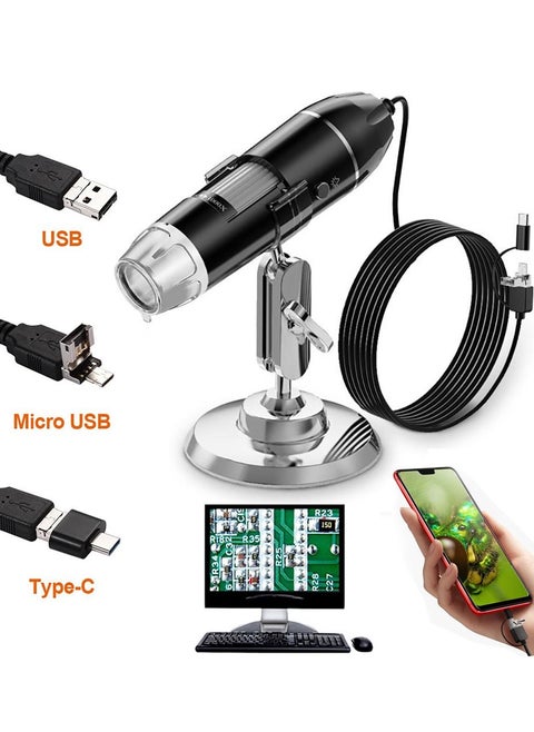 USB Microscope, Digital Handheld 50X-1000X Magnification Endoscope Mini Video Camera with 8 Adjustable LED Lights, Compatible with Windows 7/8/10/11 Mac Linux Android (with OTG)