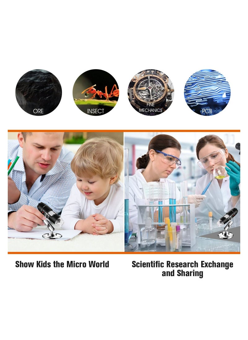 Meiyilan - USB Microscope, Digital Handheld 50X-1000X Magnification Endoscope Mini Video Camera with 8 Adjustable LED Lights, Compatible with Windows 7/8/10/11 Mac Linux Android (with OTG) - Image 1