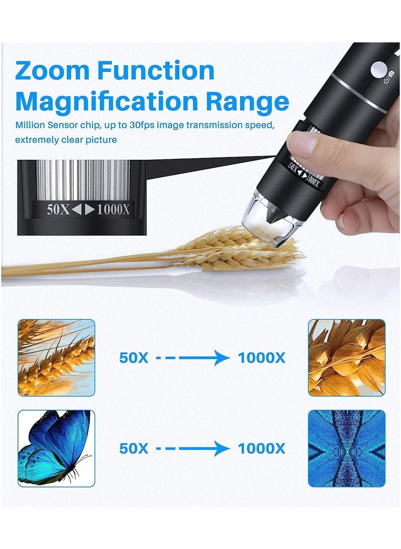 Meiyilan - USB Microscope, Digital Handheld 50X-1000X Magnification Endoscope Mini Video Camera with 8 Adjustable LED Lights, Compatible with Windows 7/8/10/11 Mac Linux Android (with OTG) - Image 1