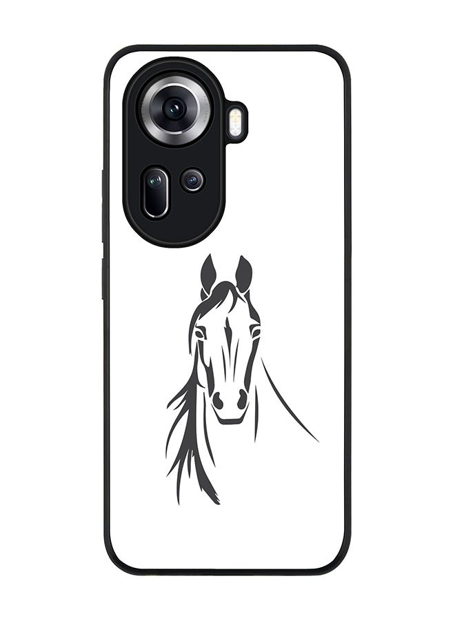 Stylizedd Rugged Black Edge Case for Oppo Reno11, Slim fit Soft Case Flexible Rubber Edges Anti Drop TPU Gel Thin Cover -  Arabian Stallion - Image 1