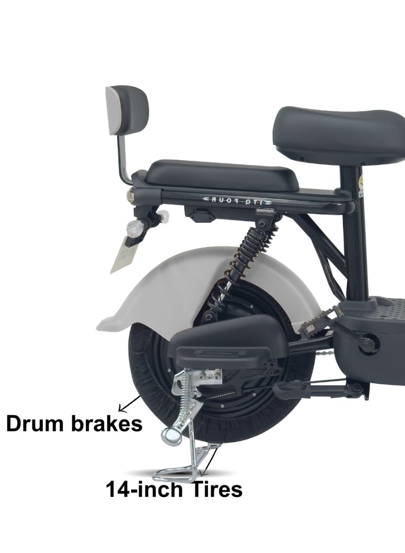 كاميل دراجة كهربائية ITQ-4 برو للبالغين، بقوة 450 واط، إطار 14 بوصة، مدى 65 كم، مزودة بمرايا جانبية وسلة، لون رمادي - Image 4