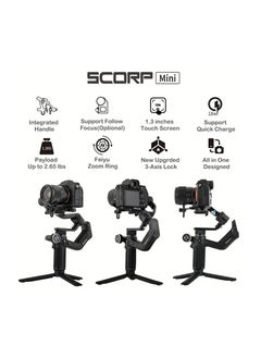 FeiyuTech FeiyuTech Scorp Mini 3-Axis All In One Gimbal Stabilizer For Mirrorless Camera With Short Lens, Compact Cameras, Action Camera Gopro, 54-88mm Width IPhone 15 Pro, 1.3" Touch Screen, 2.6lbs Payload  - Image 5