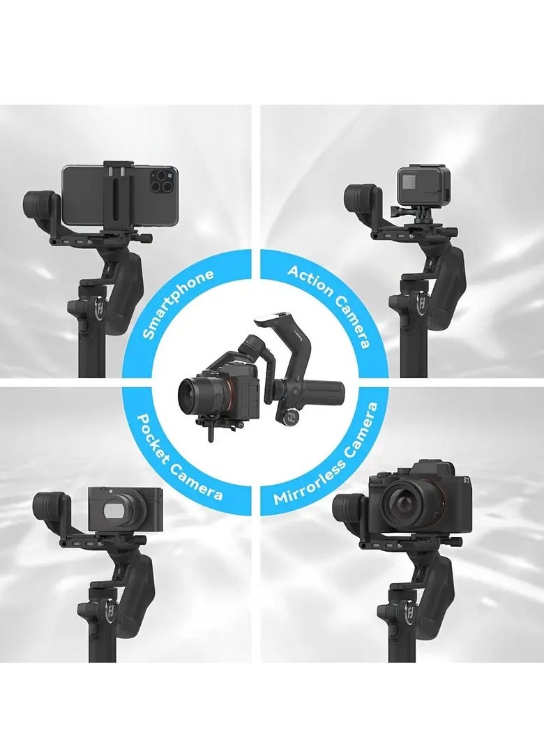 FeiyuTech - FeiyuTech Scorp Mini 3-Axis All In One Gimbal Stabilizer For Mirrorless Camera With Short Lens, Compact Cameras, Action Camera Gopro, 54-88mm Width IPhone 15 Pro, 1.3" Touch Screen, 2.6lbs Payload - Image 1