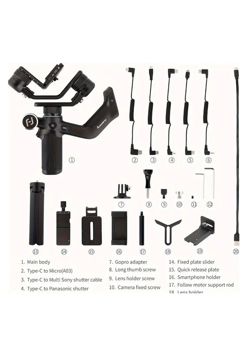 FeiyuTech - FeiyuTech Scorp Mini 3-Axis All In One Gimbal Stabilizer For Mirrorless Camera With Short Lens, Compact Cameras, Action Camera Gopro, 54-88mm Width IPhone 15 Pro, 1.3" Touch Screen, 2.6lbs Payload - Image 1